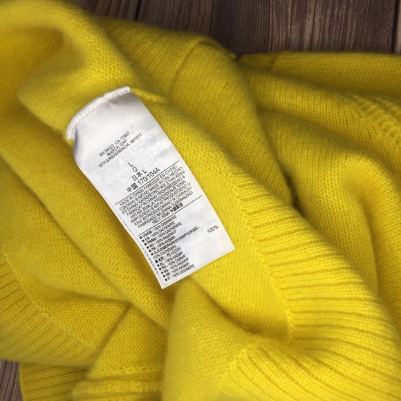 GAP 100% Cashmere Sweater Yellow Gold Lg/Med - Picture 6 of 8